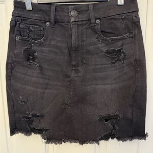 American Eagle Outfitters Black Distressed Mini Skirt
